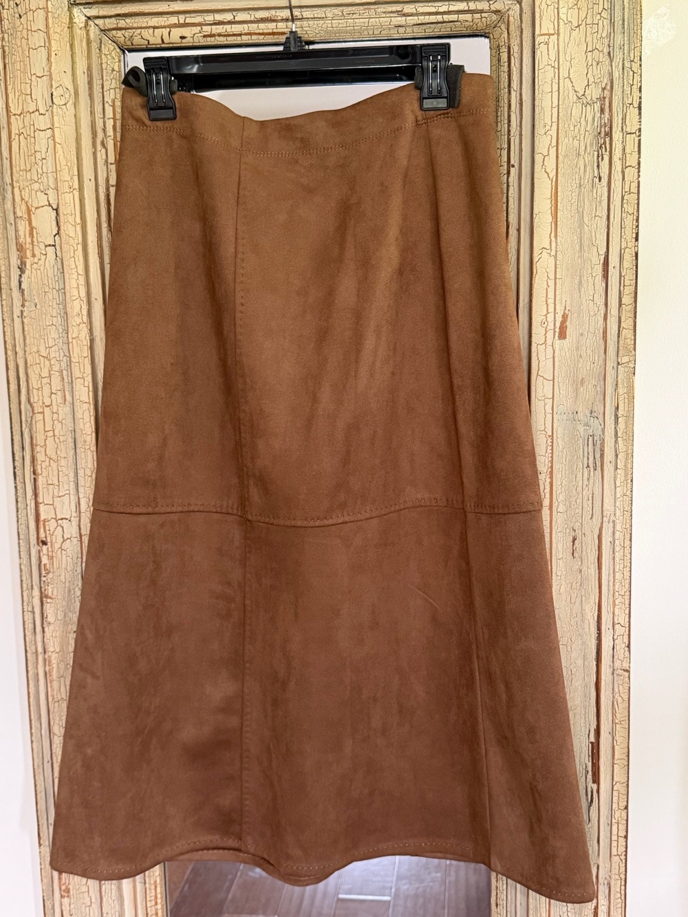 Max Studio Light Brown Suede A-Line Skirt